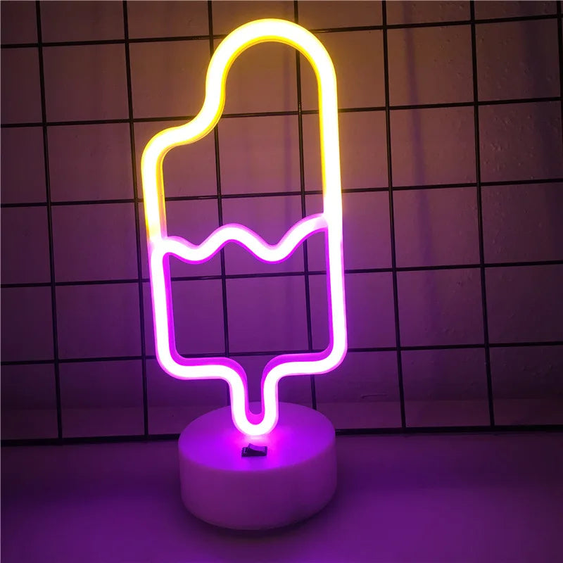 LED Neon Light Neon Sign Popsicle Lamp for Ice Cream Shop Pastry Display Restaurant Bar Holiday Decor Sign Christmas Night light