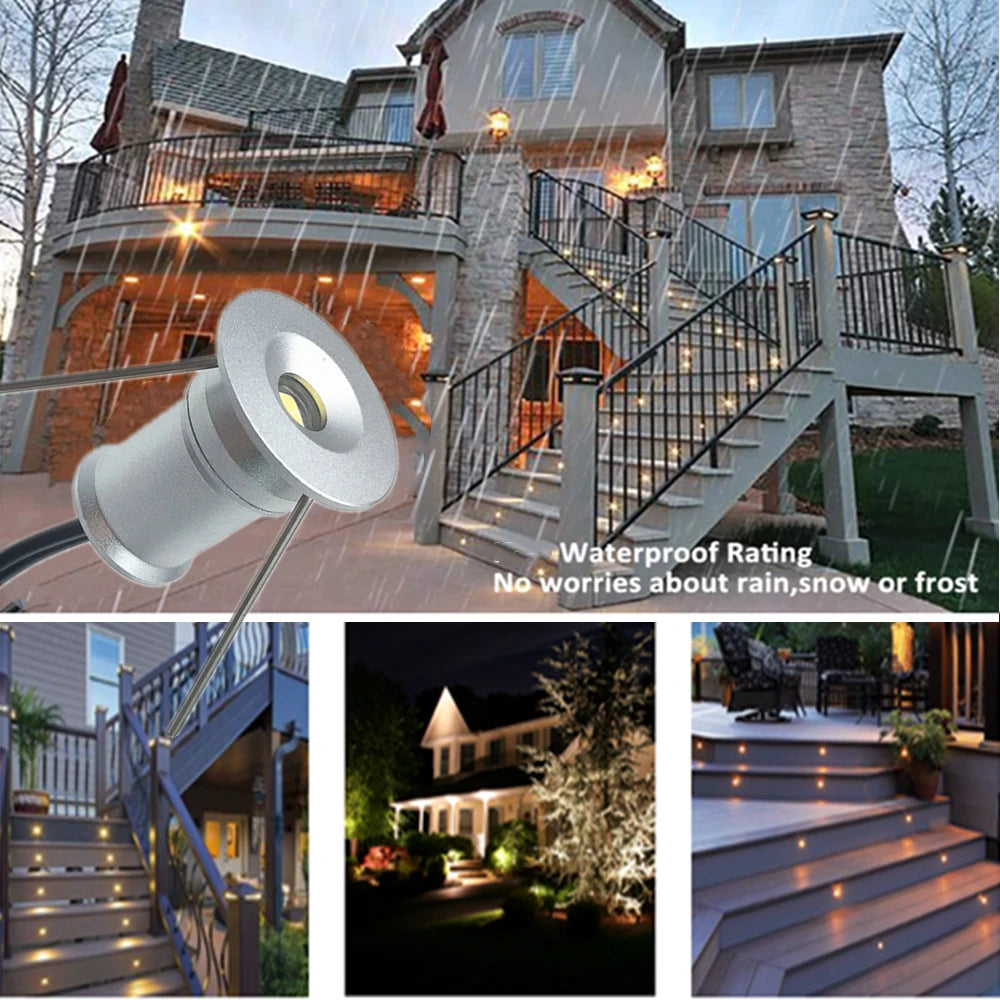 1W Recessed Underground LED Lights IP67 Waterproof Underground Lamp DC12V Outdoor Garden Stair Spot Light with Driver 110V 220V