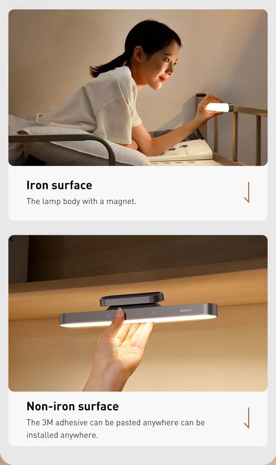 Xiaomi Baseus Magnetic Table Lamp Delay Off Dormitory Cabinet Light LED Desk Lamp for Study USB Rechargeable Home Night Light