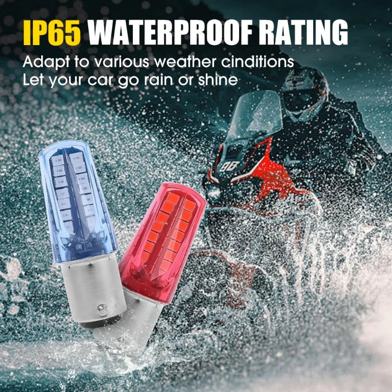 Car LED Signal Lights Strobe Light Motorcycle Blinking Tail Lamp Brake Lamps Night Driving Safety Warning Bulbs 7000K-8000K