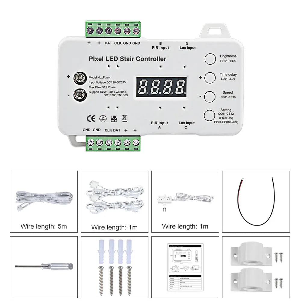 Dream Color Rgb-ic Led Strip Motion Sensor Stair Light Addressable Pixel Controller Chase Running Light Led Tape Step Lighting