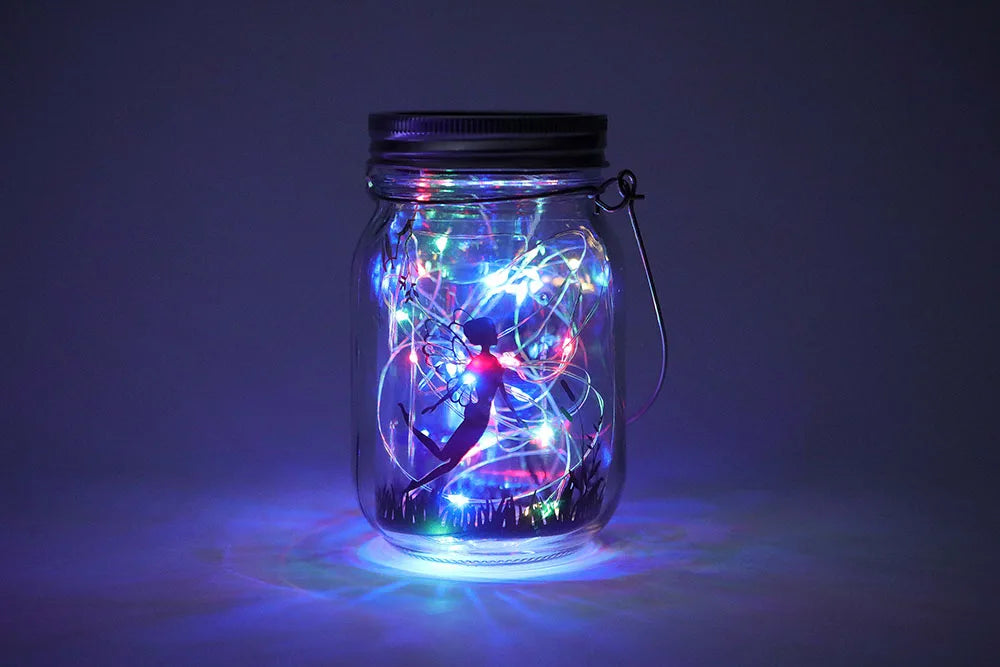 Solar Lantern Fairy Lights Garden Ornament Outdoor Hanging Frosted Tree Table Yard Patio Lawn Portable Glass Mason Jar Lamp