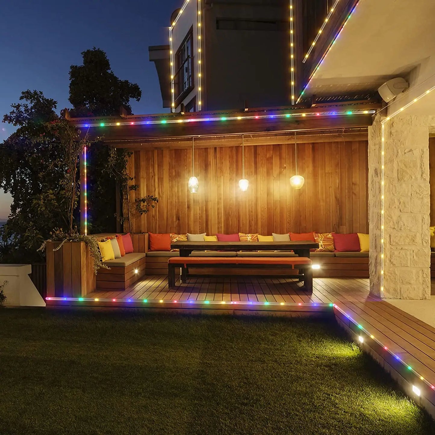 32m Solar Powered Rope Strip Lights Waterproof Tube Rope Garland Fairy Light Strings for Outdoor Indoor Garden Christmas Decor