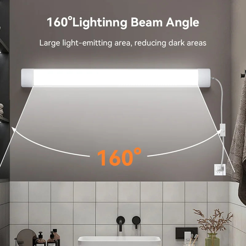LED Kitchen Cabinet Lamps 220V 110V Led Lights Strip Lighting Fixture 10W 20W 30/50CM For Bedroom Closet Kitchen Lamp Tube Bar