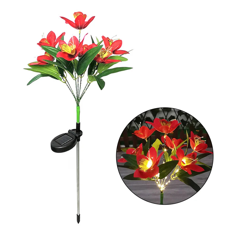 7 Heads Solar Lights Outdoor Decorative Solar Garden Lights Rose Flower Lawn Lamp for Yard Patio Garden Decor Flowers