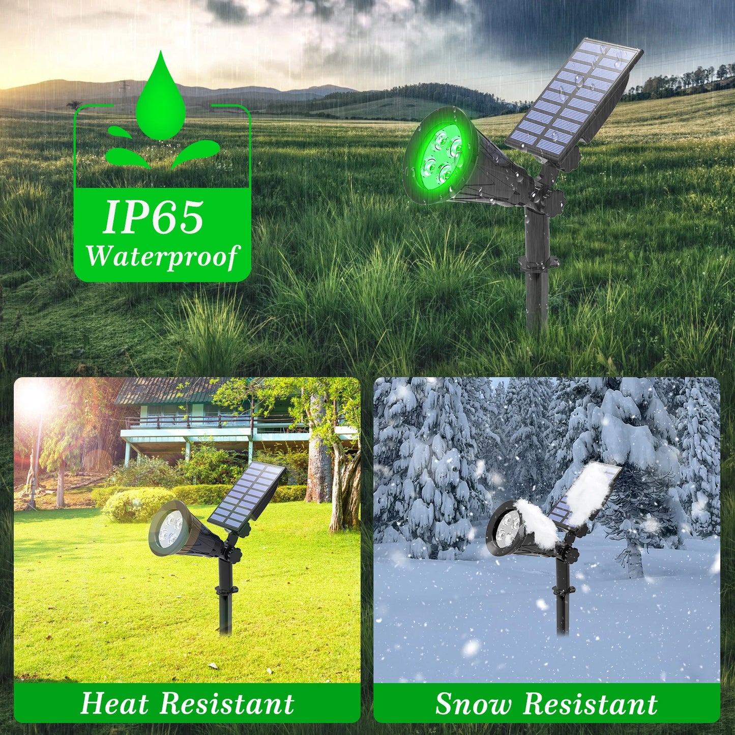 T-SUN 1/2/4 Packs Green Led Solar Lights Solar Spotlight Waterproof Solar Wall Light Solar Garden Light Solar Lamp Outdoot