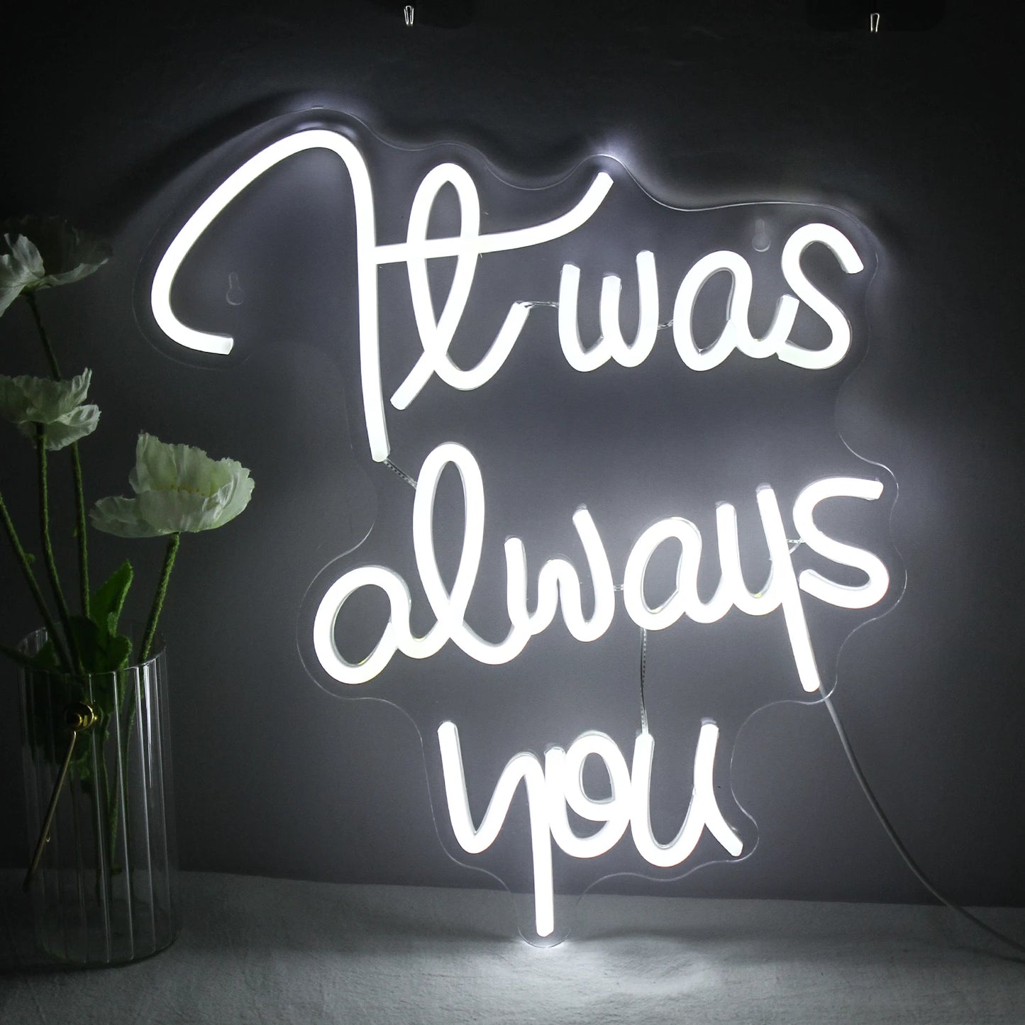 It Was Always You Neon Signs LED Wedding Boda Party Romantic Sign Lights Bedroom Room Decor Art Wall Oh Baby Decoration Lamp