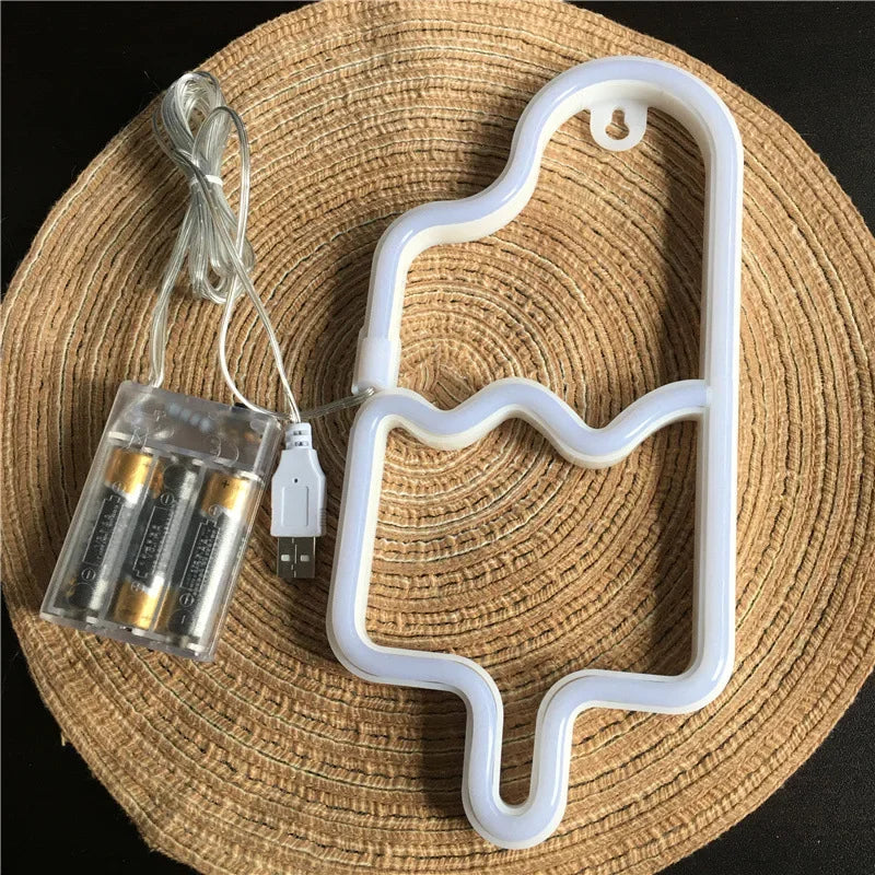 LED Neon Light Neon Sign Popsicle Lamp for Ice Cream Shop Pastry Display Restaurant Bar Holiday Decor Sign Christmas Night light