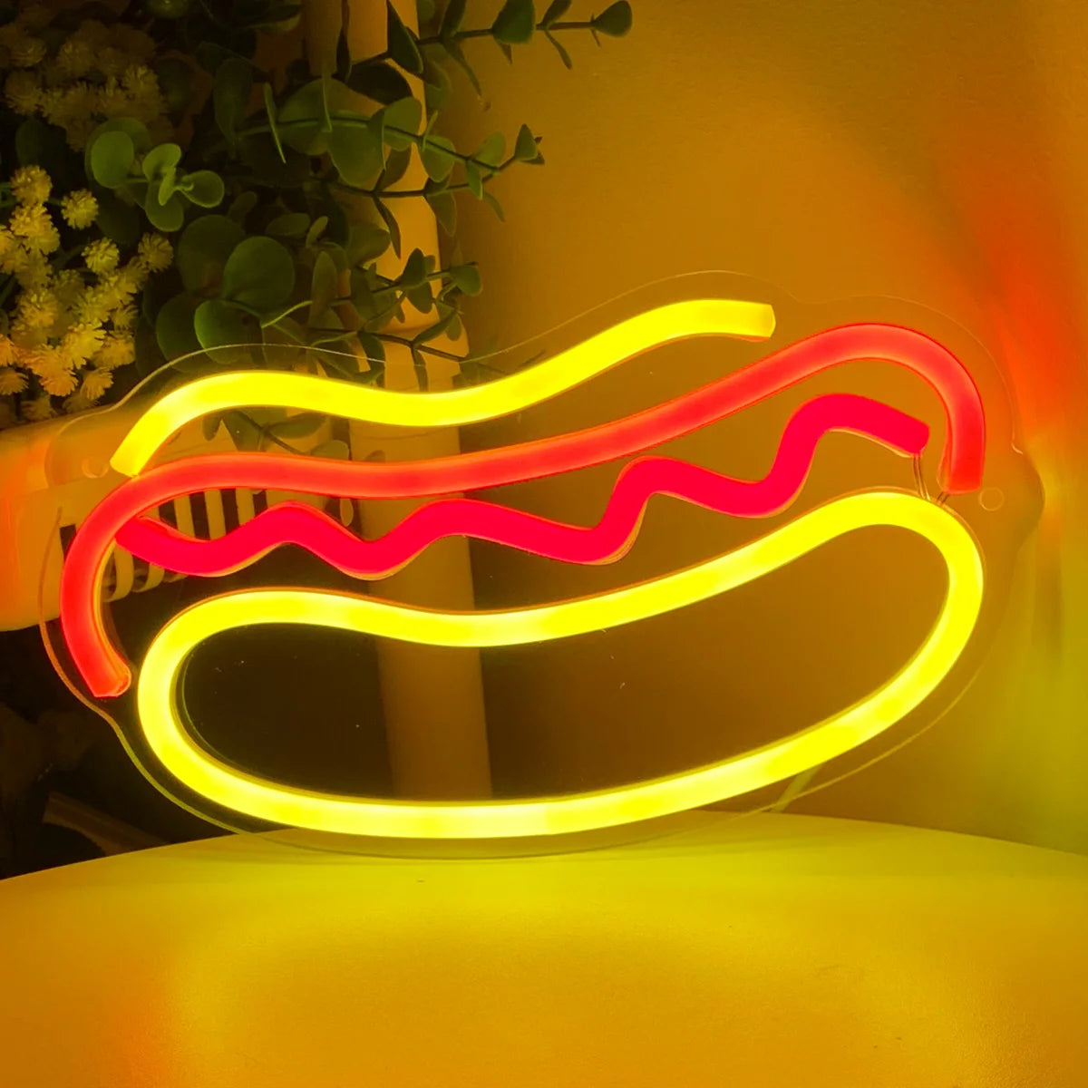 1PC Super Bright 5V Hot Dog Wall LED Neon Sign Night Light For Restaurant Shop snack bar Kitchen Decoration 9.13''*6.06''