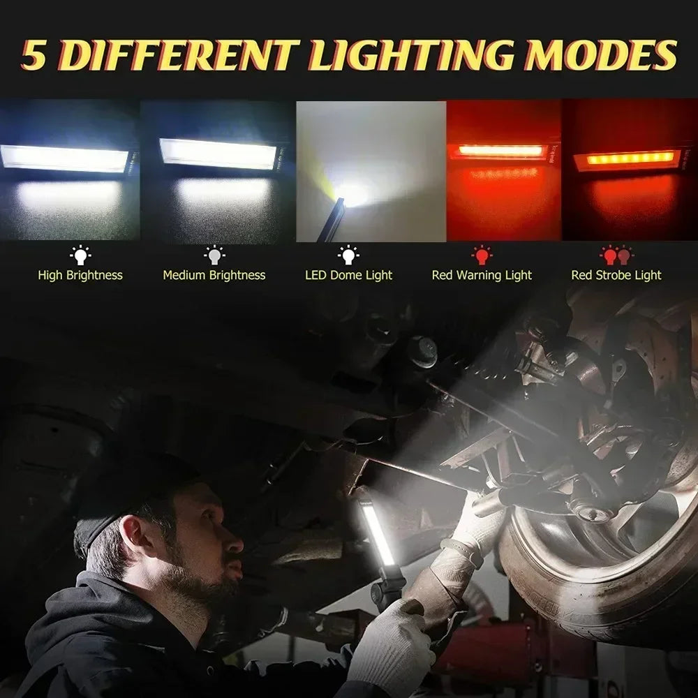 New COB LED Flashlight USB Rechargeable Built-in Battery Portable Working Light Magnetic Lantern Hanging Lamp Camping Torch