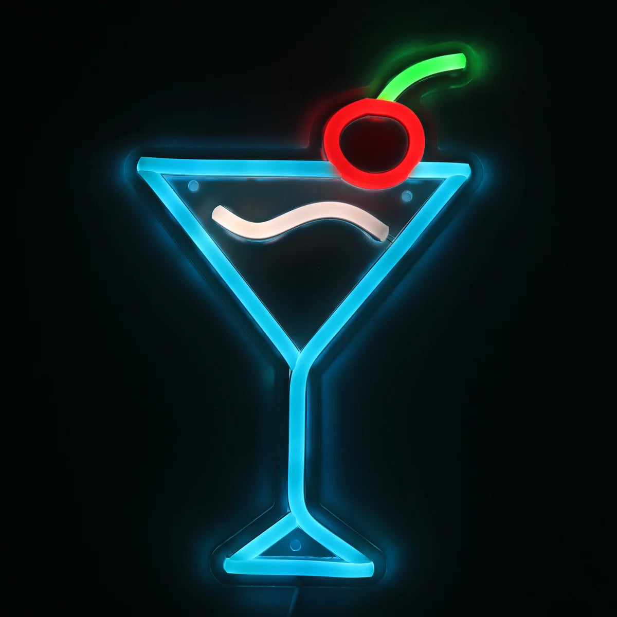 1PC Ice Blue Cocktails With Cherry Creative USB Powered LED Wall Neon Sign For Pub Club Party Event Decoration 6.42''*9.88''