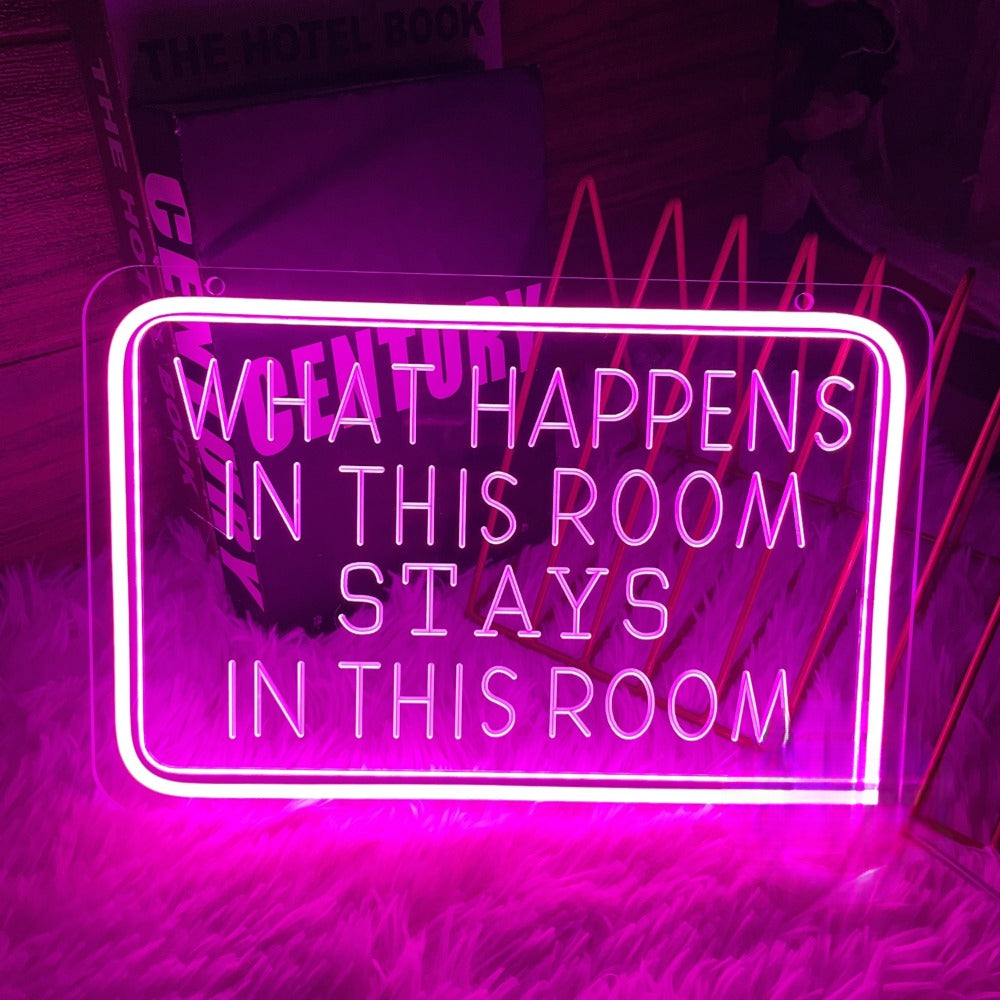 What Happens in This Room Stays in This Room Neon Sign Engrave Custom Led Lights for Bedroom Decoration Coffee Bar Wall Decor