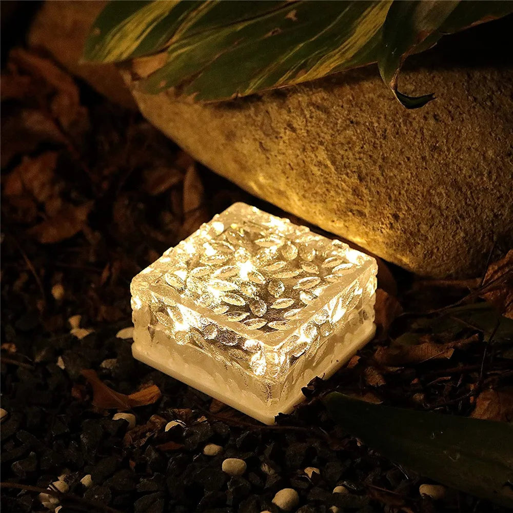 Solar Brick Ice Cube Light Outdoor Waterproof Path Stair Step LED Sunlight Garden Yard Pathway Party Christmas Landscape Lamp