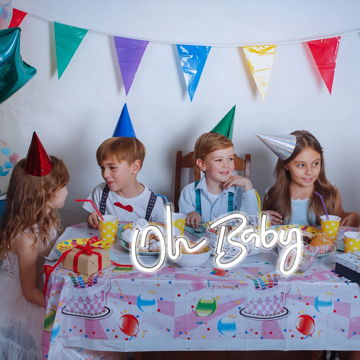 Oh Baby Neon Sign for Wall Decor Warm White Baby Nursery Room Decor Neon Light Birthday Party Baby Shower Room LED USB Neon