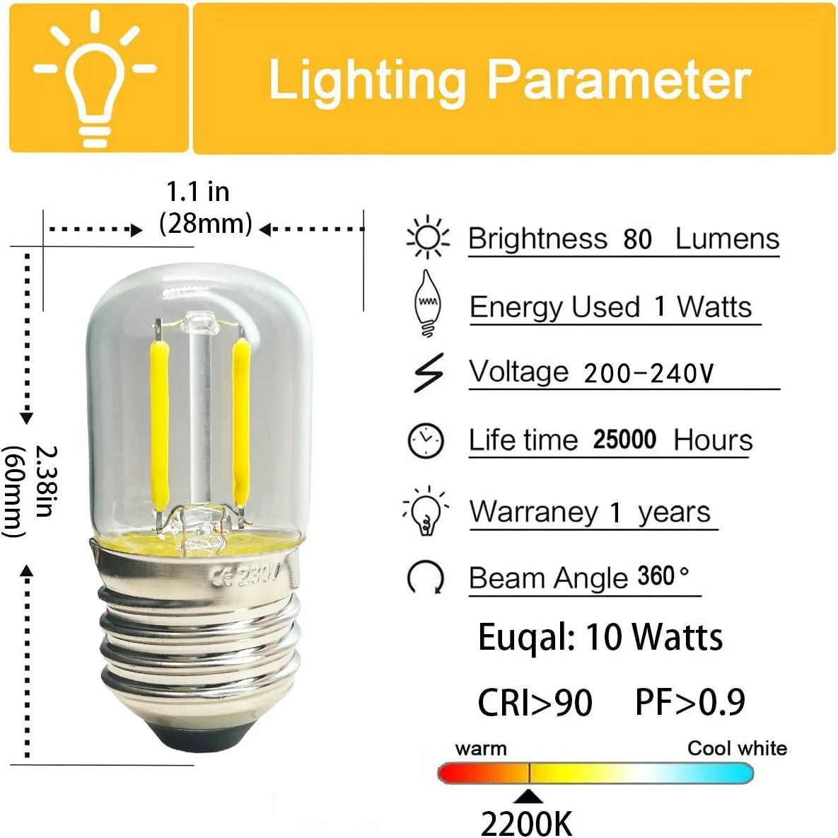Mini E27 T28 Light Bulb Filament 1W 2200K Vintage Candle Light Ampoule Incandescent Spiral AC 220V Lamp Glass Bulb Vintage Warm