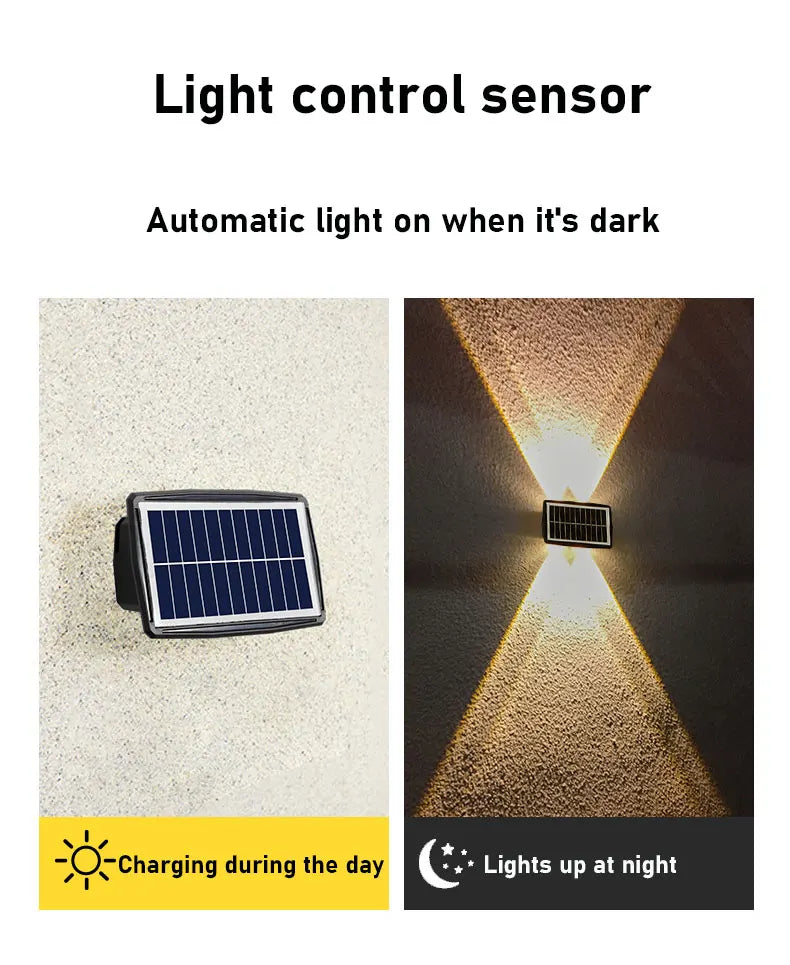 Solar Wall Lamp Led Outdoor Waterproof Decoration Garden Lamp Up And Down Luminous Lighting for Wall Porch Balcony Garden Street