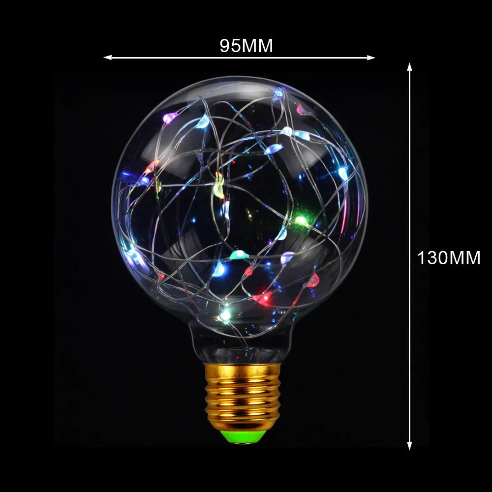 TIANFAN Vintage Led Bulb Starry Firework Edison Bulb Big Globe G95 3W Not Dimmable 2200Kelvin Super Warm Decorative Light Bulbs
