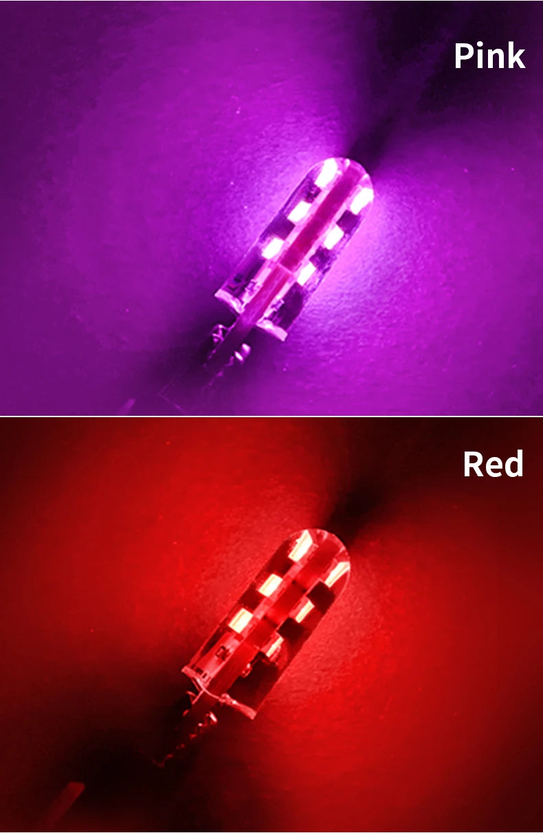 1pcs T10 W5W Led Bulb Strobe Light Super Bright Yellow Red Flashing Position Light Brake Taillight Directional Light 12V White