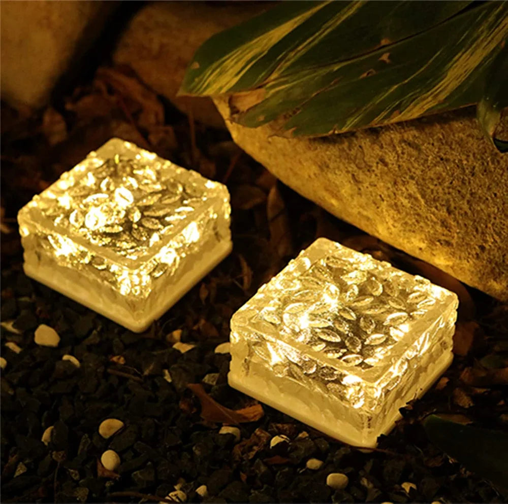 Solar Brick Ice Cube Light Outdoor Waterproof Path Stair Step LED Sunlight Garden Yard Pathway Party Christmas Landscape Lamp