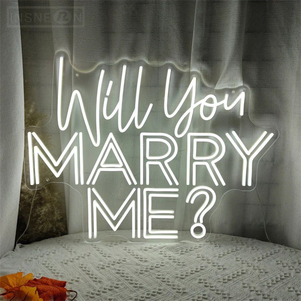 Will You Marry Me Neon Signs LED Wedding Mariage Decor Signboards Party Room Wall Decor Wedding Neon Sign with 12V Power Adapter