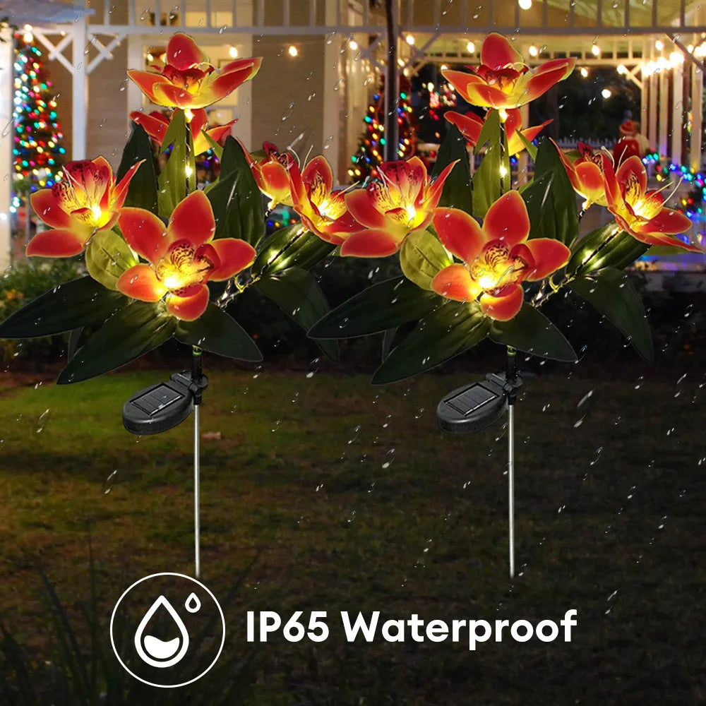 7 Heads Solar Lights Outdoor Decorative Solar Garden Lights Rose Flower Lawn Lamp for Yard Patio Garden Decor Flowers