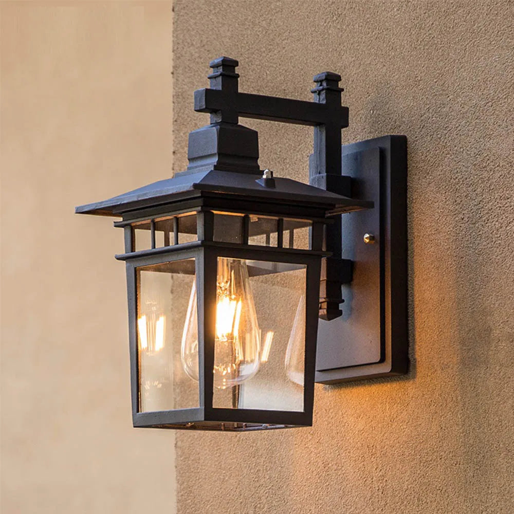 European Style Retro Outdoor Wall Light Sconce Lamp Waterproof Garden Decoration Outdoor Vintage Porch Lamp Black