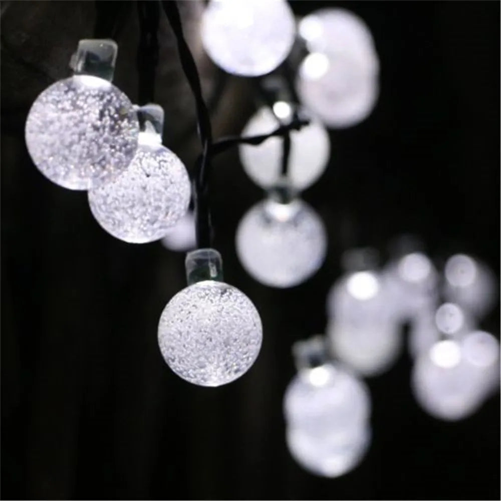 100 LED Solar Light Outdoor IP65 Waterproof String Fairy Crystal Ball Lamps Solar Garden Garlands Christmas Decoration 12M