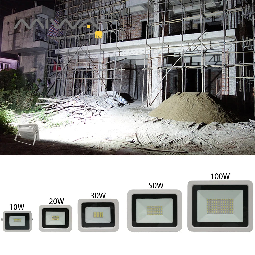 White LED Flood Light 100W 50W 30W 20W 10W AC 220V Outdoor Waterproof Reflector Spotlight Street Light Wall Lamp Garden Lighting