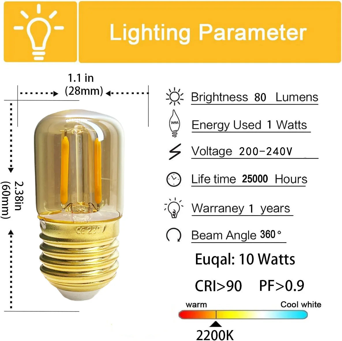 Mini E27 T28 Light Bulb Filament 1W 2200K Vintage Candle Light Ampoule Incandescent Spiral AC 220V Lamp Glass Bulb Vintage Warm