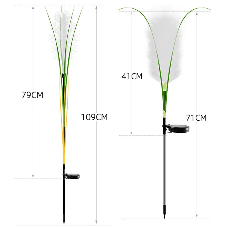 LED Solar Garden Lights Luminous Reed Solar Lights Outdoor Decorative Solar Powered Lamp Christmas Lights for Yard Lawn Garden