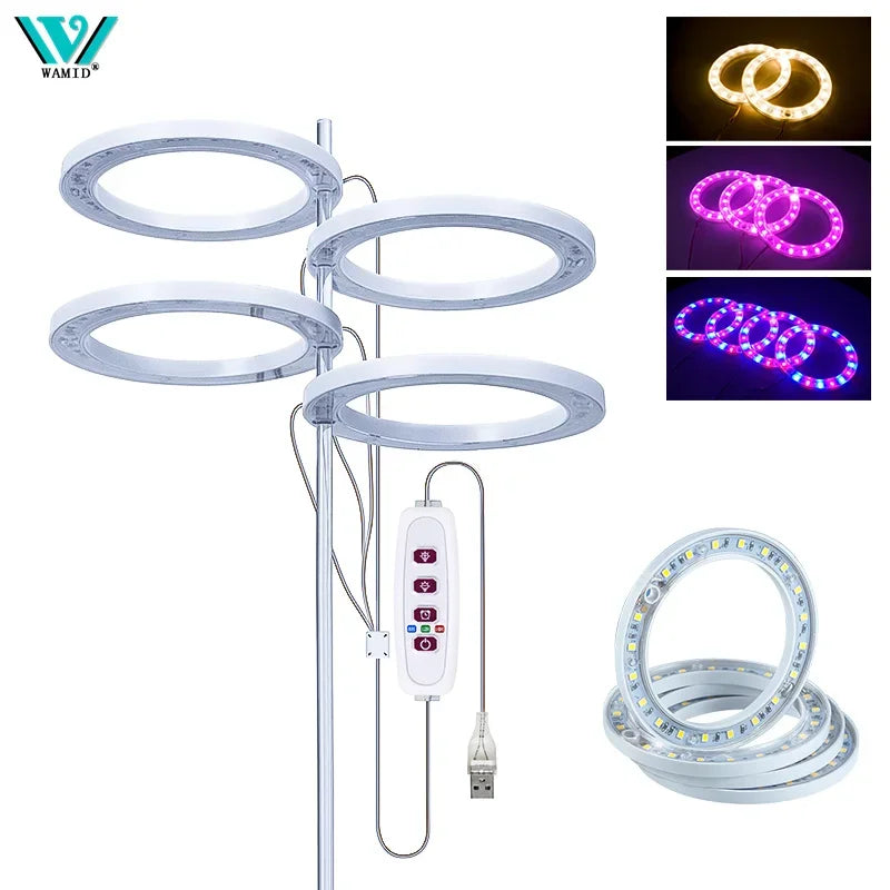 LED Angel Ring Grow Lights Full Spectrum Lamp for Plants Flowers Seedling Greenhouse DC5V USB Indoor Phytolamp Growth Light