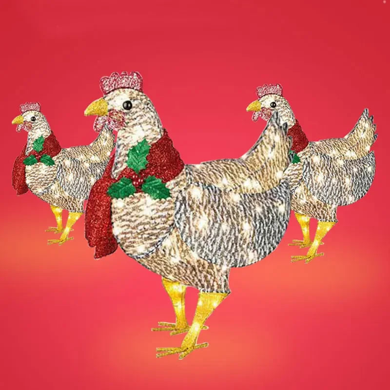 Courtyard Christmas Led Night Lights Solar Light Outside Garden Decoration Ornaments Chicken Hen Glowing Pastoral Chickens Lamps