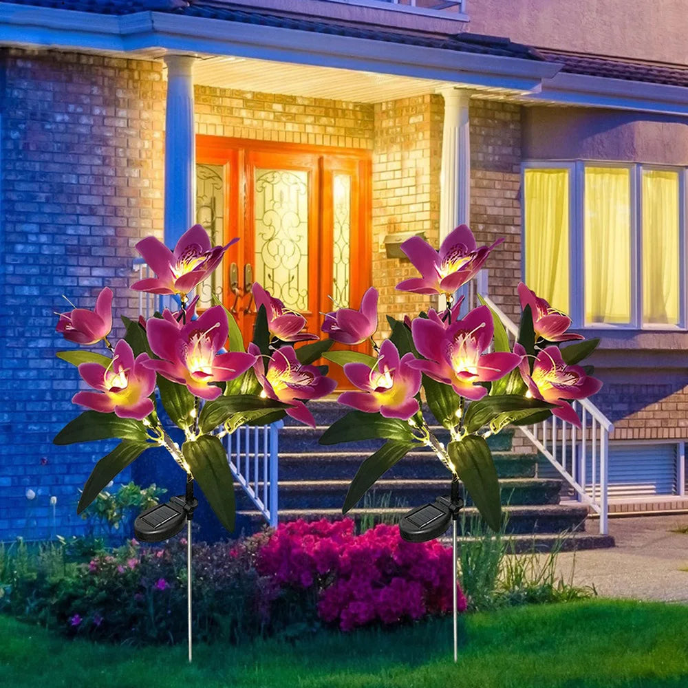 7 Heads Solar Lights Outdoor Decorative Solar Garden Lights Rose Flower Lawn Lamp for Yard Patio Garden Decor Flowers