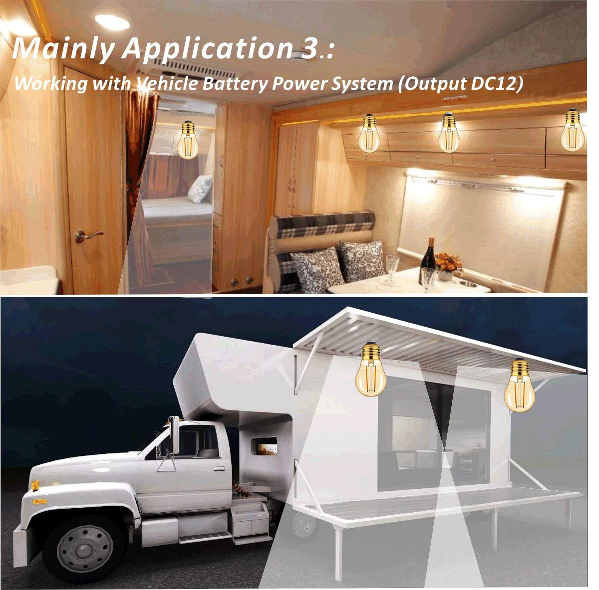 GANRILAND Vintage Low Voltages DC 12V Led Bulbs Amber Glass Soft Warm 2200K E14 E27 B22 Base Marine RV Solar Camping Light Bulb