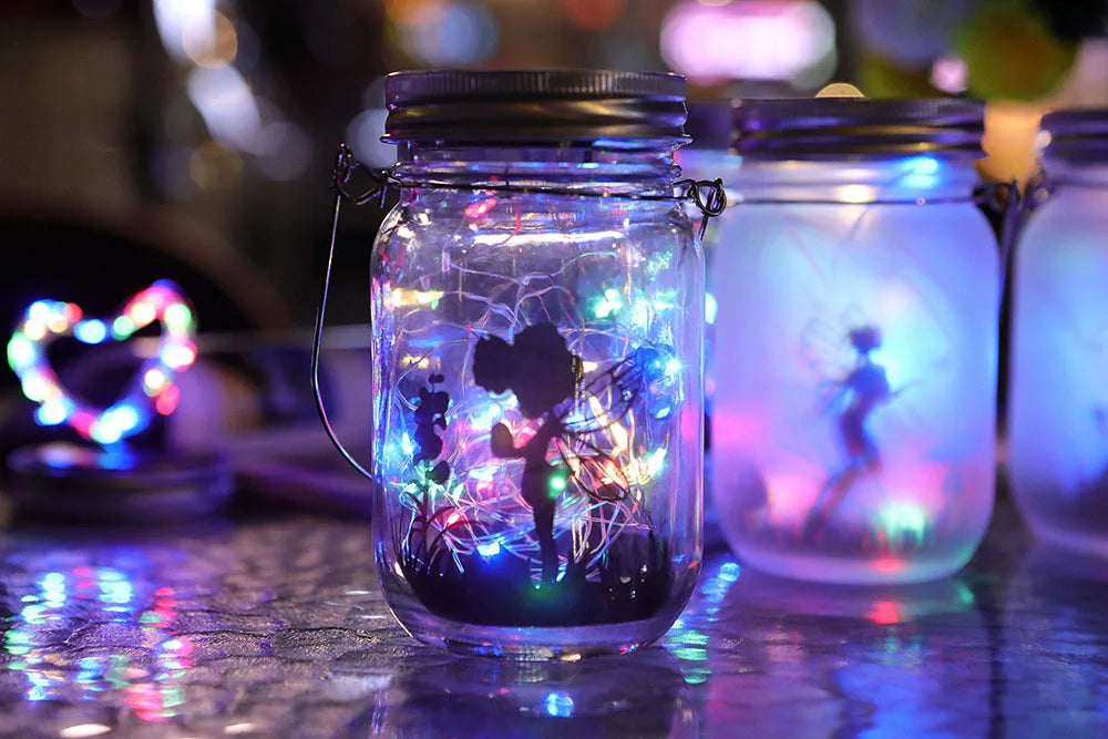 Solar Lantern Fairy Lights Garden Ornament Outdoor Hanging Frosted Tree Table Yard Patio Lawn Portable Glass Mason Jar Lamp