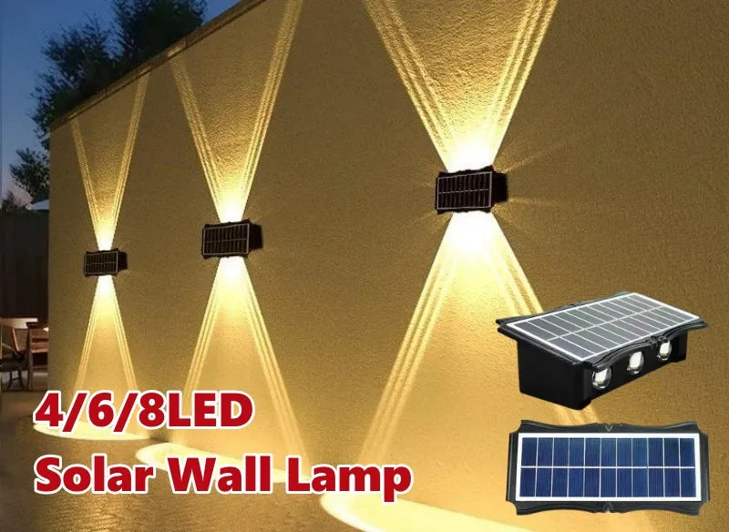 Solar Wall Lamp Led Outdoor Waterproof Decoration Garden Lamp Up And Down Luminous Lighting for Wall Porch Balcony Garden Street