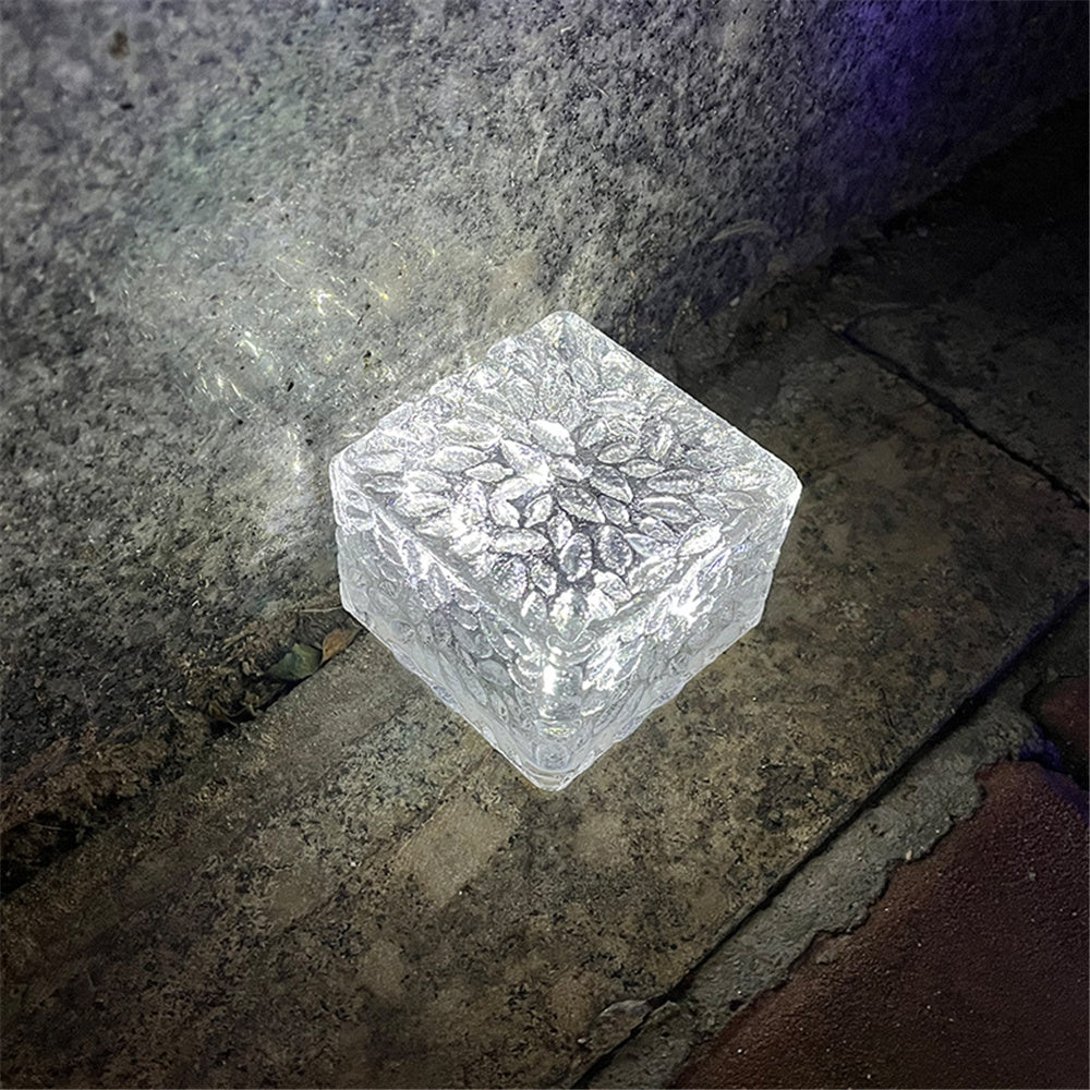 Solar Garden Lights Outdoor Paver Square Brick Ice Cube Sunlight Patio Walkway Pathway Step Solar Lamp Christmas Holiday Decor