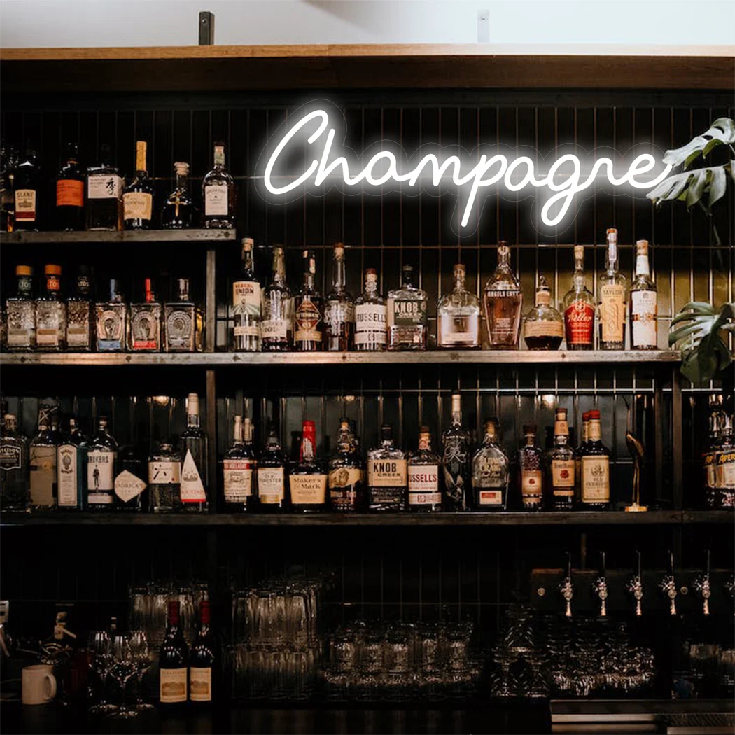 Champagne Neon Light Sign LED Wall Room Home Party Bar Cabaret Birthday Wedding Decoration Wall Hanging LED Neon Sign Night Lamp