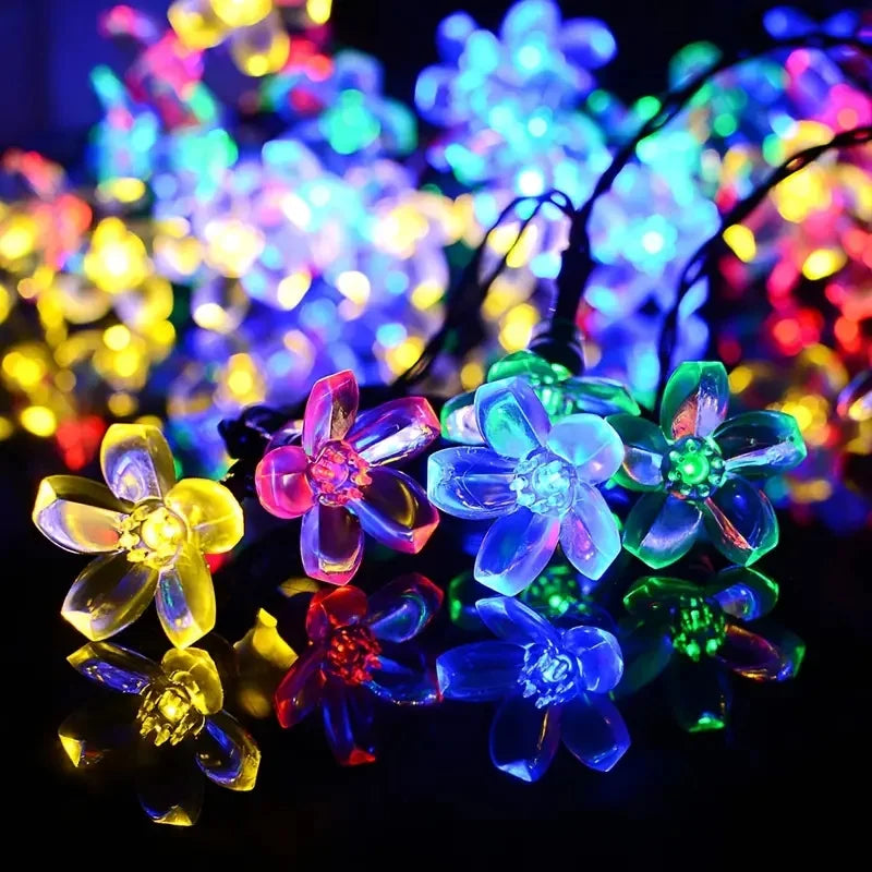 200/100/50/30/20LED Outdoor Courtyard Solar Fairy Lights Cherry Blossoms Solar String Lights Christmas Decorative Lighting Lamp