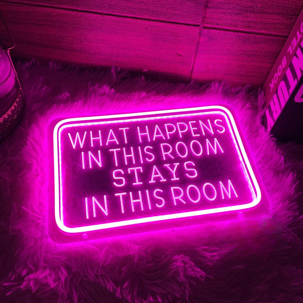 What Happens in This Room Stays in This Room Neon Sign Engrave Custom Led Lights for Bedroom Decoration Coffee Bar Wall Decor