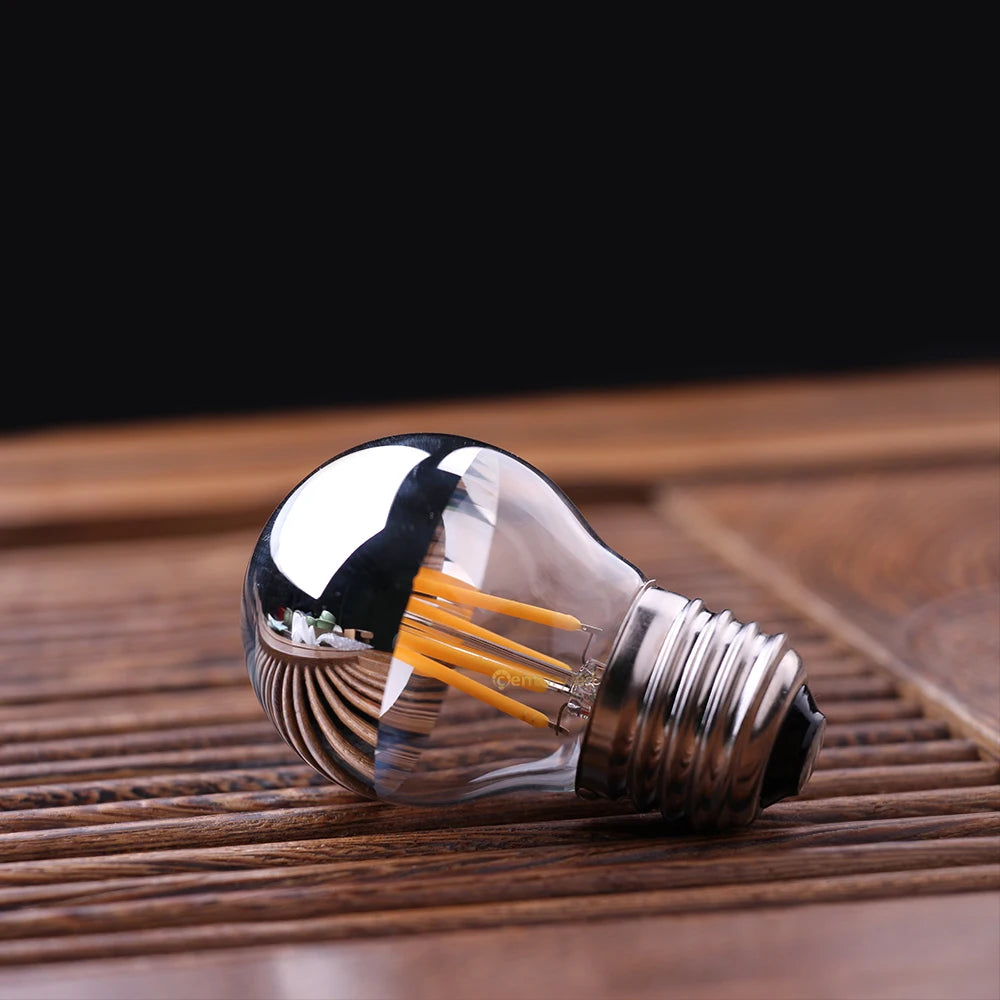 Vintage E14 Led Bulb Silver Mirror G45 4W Filament Light Bulb E27 Dimmable Replaceable Warm White Indoor Lights Decoration Home