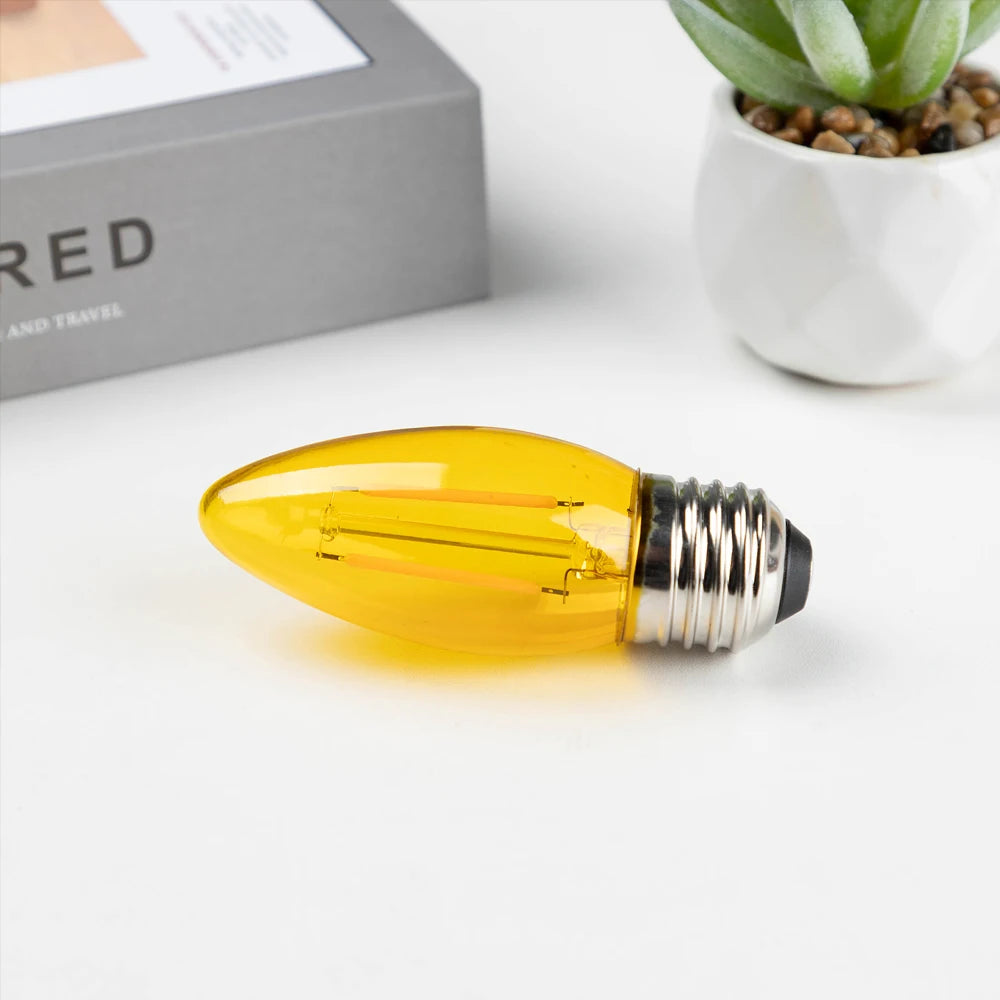 Amber Candle C35 E27 Led Bulb 220V 2W Dimmable 2000K Warm White Replaceable Chandelier Indoor Retro Filament Lamp Vintage Decor