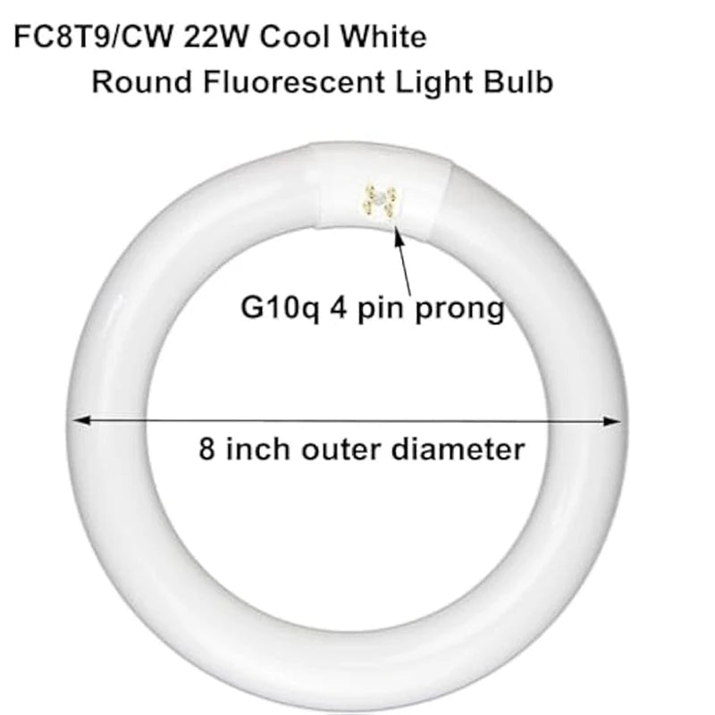 FC8T9/CW 22W And FC12T9/CW 32W Cool White Round Fluorescent Light Bulb Set,T9 22 Watts & Circular Bulbs 32 Watts Pack