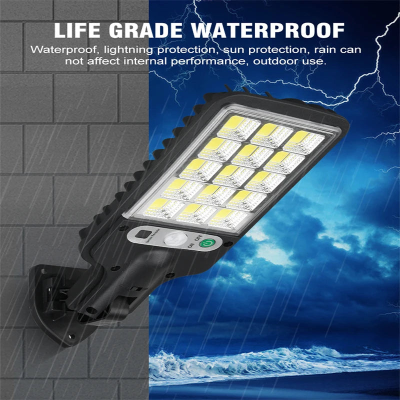 Solar Street Lights Outdoor, Solar Lamp With 3 Light Modes Waterproof Motion Sensor Security Lighting for Garden Patio Path Yard