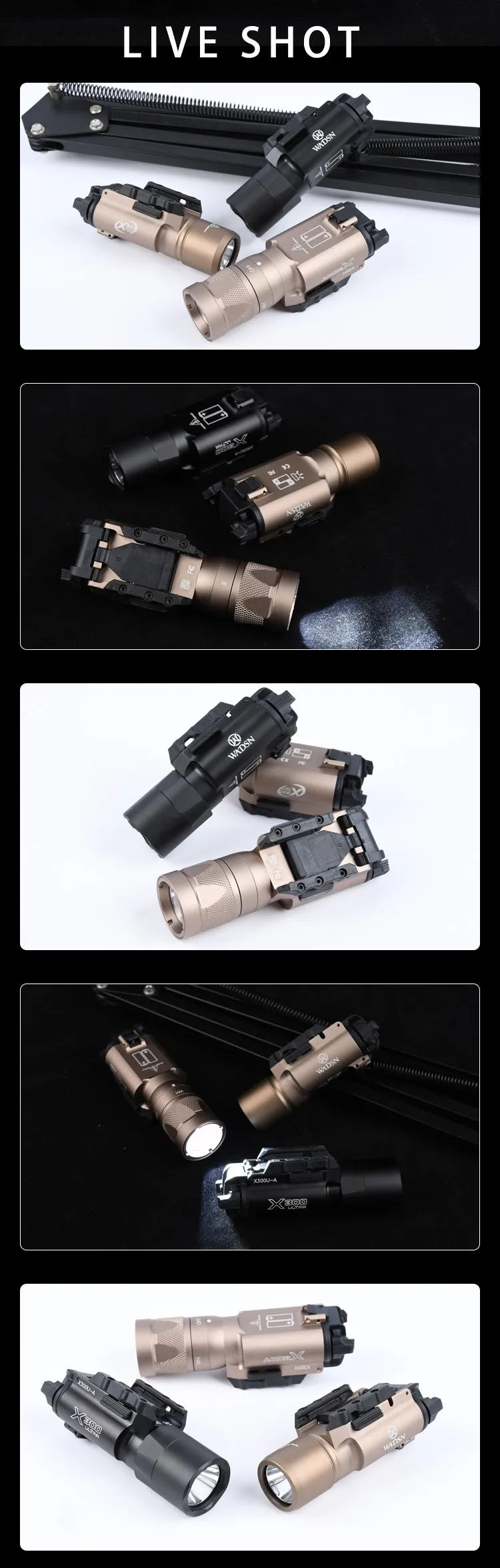 WADSN Tactical Surefir X300 X300U Ultra X300V Pistol Scout Light Rifle Airsoft Weapon Gun Strobe Flashlight Glock G17 19 Torch
