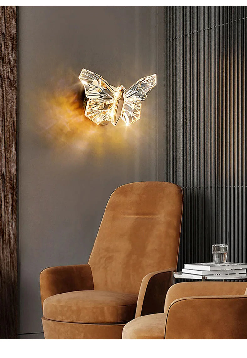 Nordic LED Butterfly Wall Lamp Indoor Lighting Bedside Wall Sconce Lamp For Living Room Corridor Stairs Hanging Light Decoration