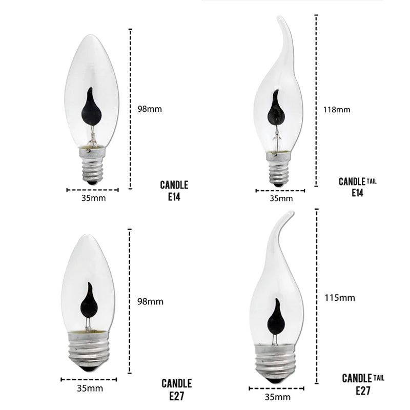 4PCS LED E14 E27 Edison bulb Candle Light Bulb Flame Effect Bulb 3W AC220V Decor Lighting Ampoule Candle Bulb Bedside Lamp
