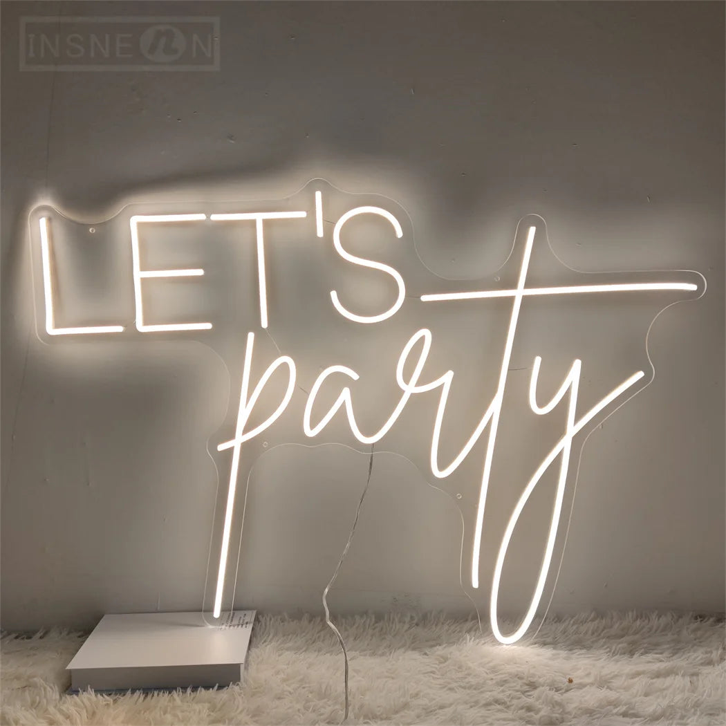 Lets Celebrate Led Neon Signs Wedding Party Wall Decor Neon Light Room Art Decoration Bedroom Hanging Neon Lignt Sign Decor Gift