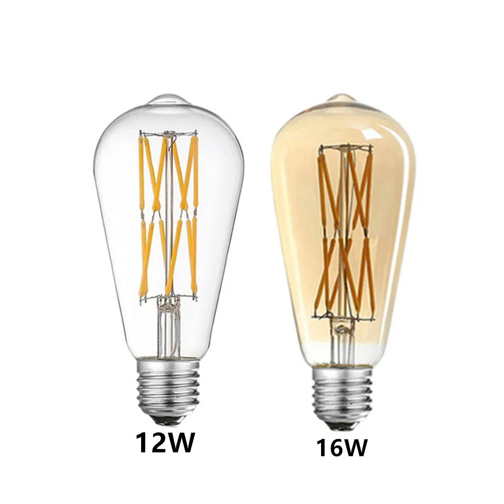 LED ST64 12W 16W DC 220V Warm White Yllow Dimmable Gold Filament Bulb E27 Light Vintage Edison Lamp Retro Gold Glass Appearance