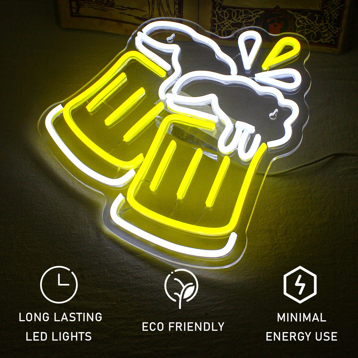 Beer Cheers Neon Sign Led Sign for Wall Decor Beer Man Cave Bar Home Pub Party Club Restaurant Shop Sign Bar Lights Wall Decor